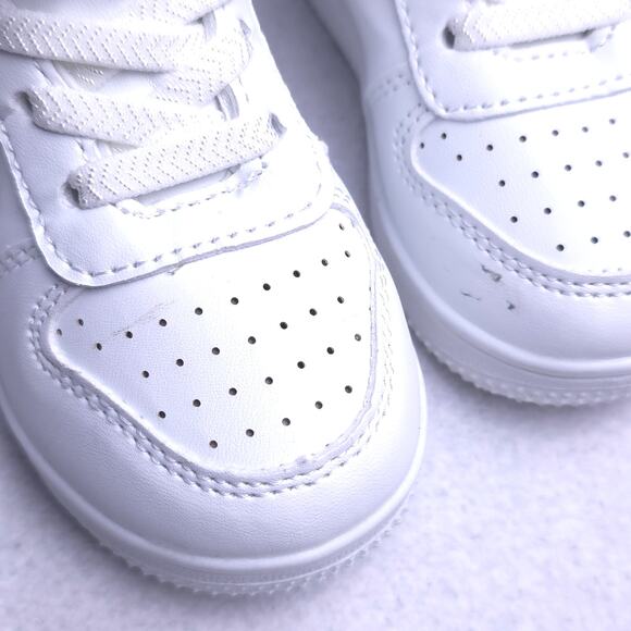 First Steps White Silver Heart High Top Sneakers Baby/Infant/Walker, Size 4 - Picture 4 of 7